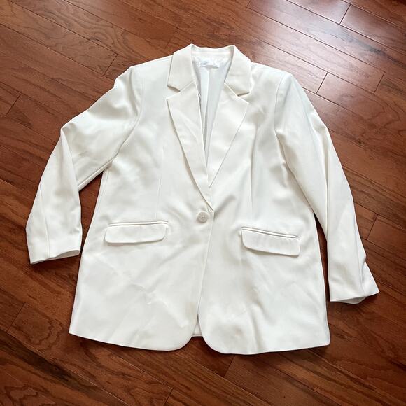 Primark White Oversized Work Blazer Size Large - Picture 1 of 5